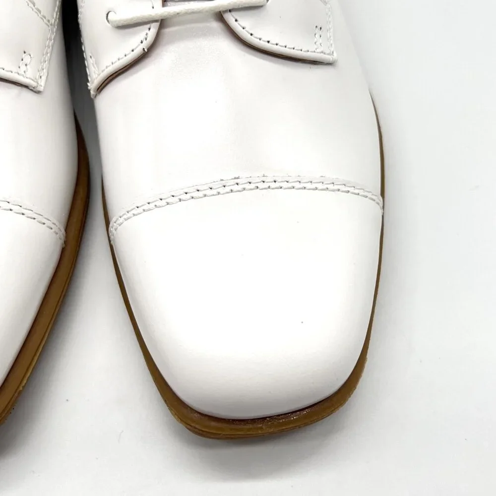 Florsheim Kids Boys Size 1 Reveal CP‎ White Leather Oxfords Oxford Dress Shoes